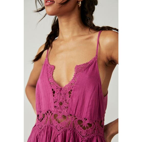 NEW Free People FP One Ilektra Slip Dress in Mulberry Lace Boho Size Medium $98 - Picture 7 of 8